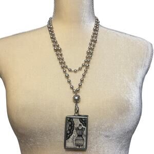 Jewel Kade Silver Tone Double Strand Faux Pearl Vintage Necklace